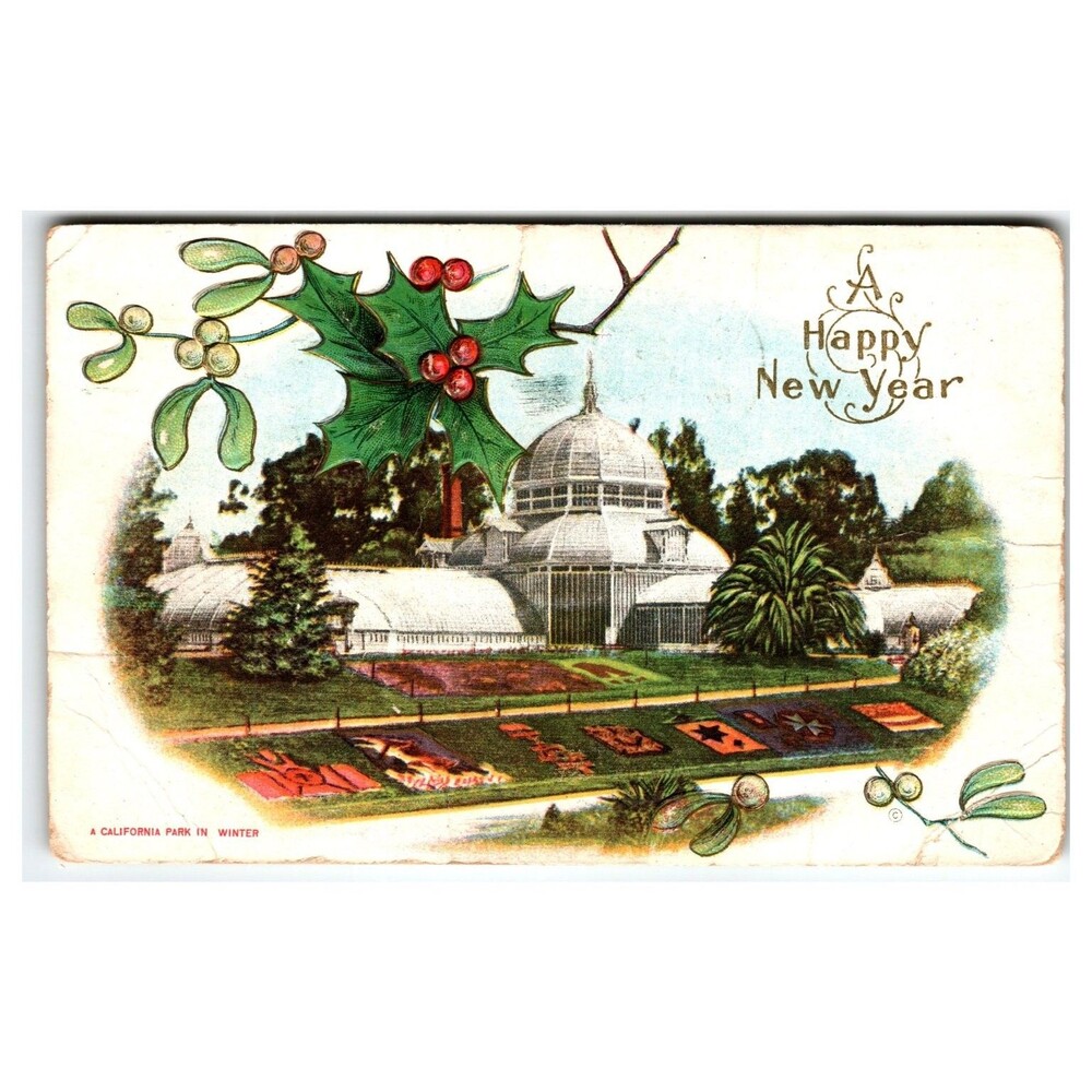 1912 California Conservatory Happy New Year Postcard - Pacific Novelty Co.